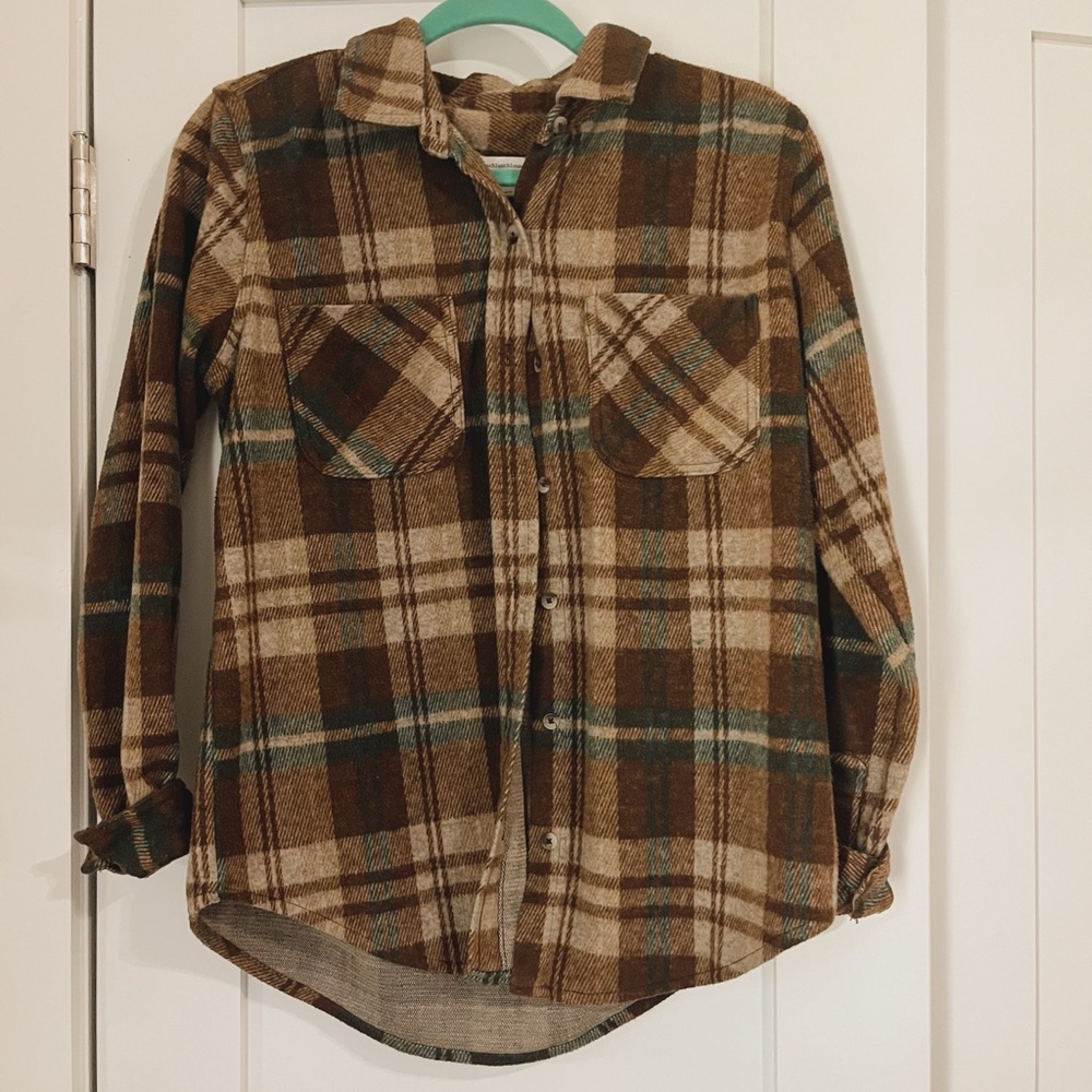 beachlunchlounge Plaid Shirt in Brown and Green